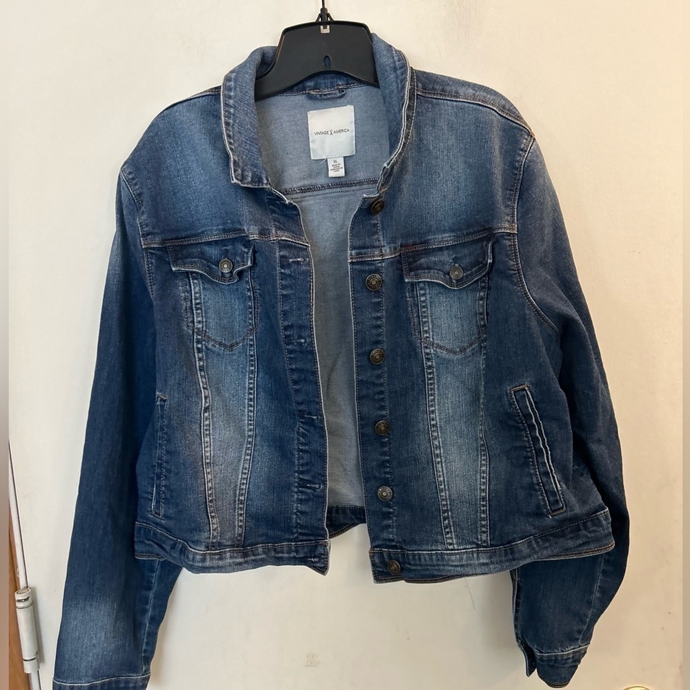 Vintage America XL Stretchy Denim Jean Jacket